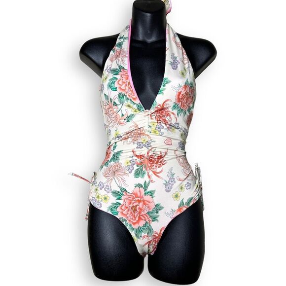 Free People x HAH In A Ruche Printed Deep V Reversible One Piece Swimsuit - Picture 13 of 16
